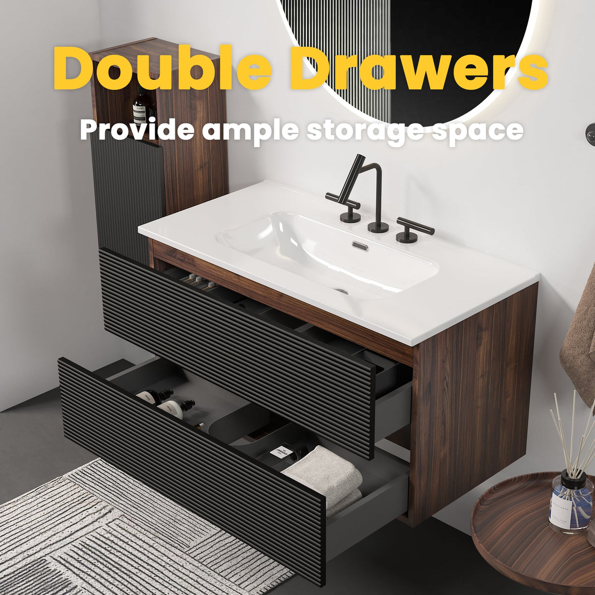 Gloria 36" Wall Mounted Soft Bathroom Vanity