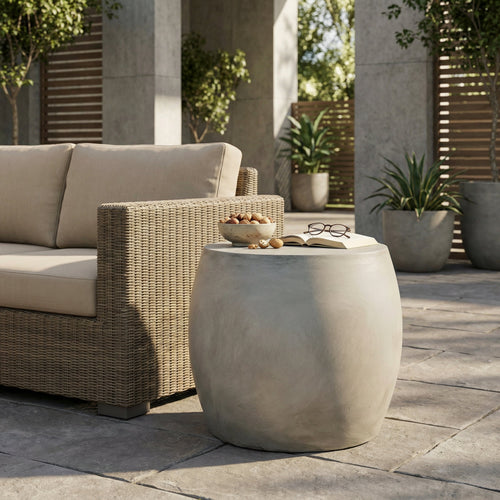 Outdoor Oval Lightweight Concrete Side Table