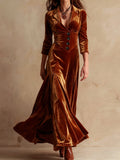 Elegant Collar-necked Long-sleeved Waist-cinching Dress