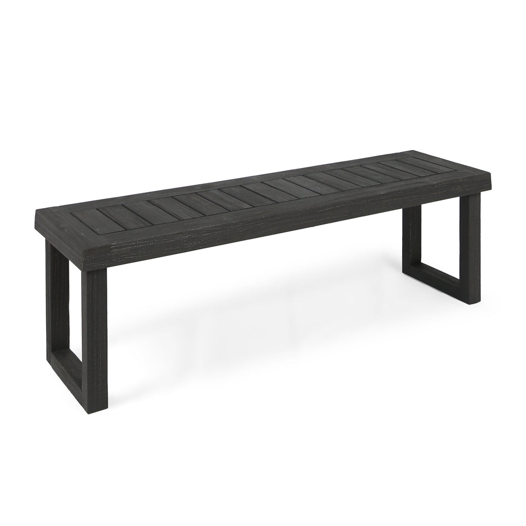 3-Piece Solid Acacia Wood Outdoor Dining Set, Sandblast Dark