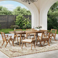 7 Piece Expandable Outdoor Dining Set with Acacia Wood Table
