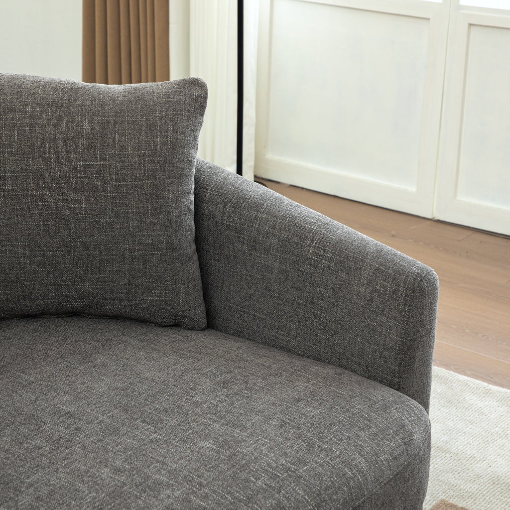 56.3'' Wide Upholstered Round Accent Cuddle Chaise with Pillows