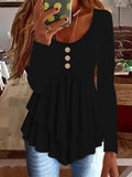 Women's Fashion Three-button Casual Long-sleeved Top