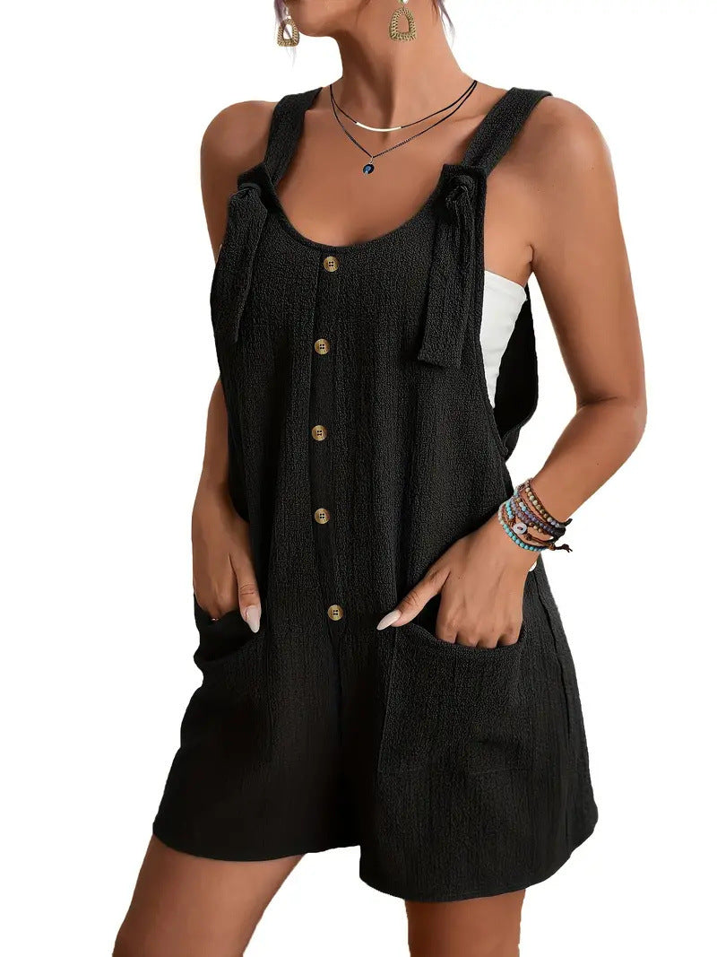 Casual And Stylish Strap Shorts Jumpsuit