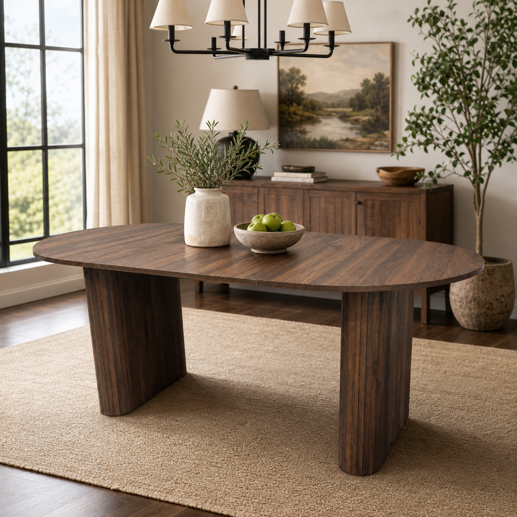 70.8" Oval Kitchen Dining Table in Walnut