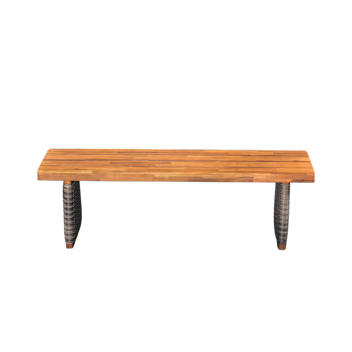 Outdoor Acacia Wood Bench (Set of 2) - Teak Finish
