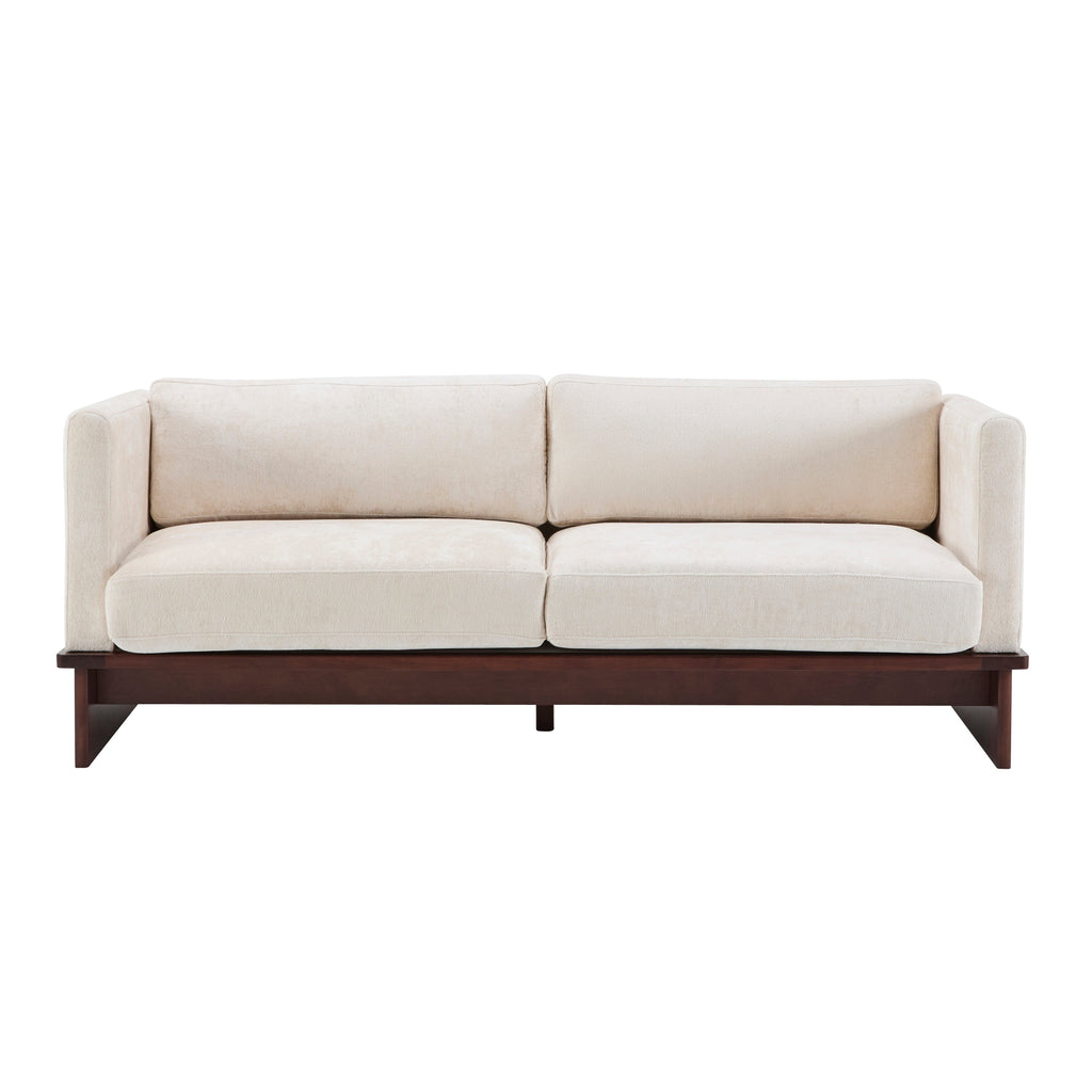77 in. Square Arm Modern 3 Seater Boucle Sofa