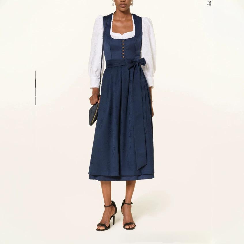 Lace-up Bow Long French-style Dress Elegant For Workwear