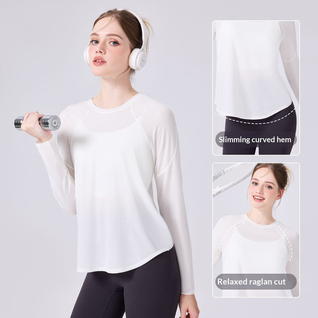 Women's Long-Sleeve Yoga Top With Breathable Back, Quick-Dry, Lightweight, Loose Fit, Suitable For Gym And Commuting, Direct From The Source Factory