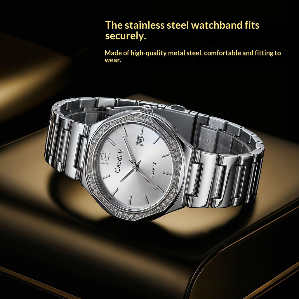 Diamond-Encrusted Business Quartz Watch For Men And Women