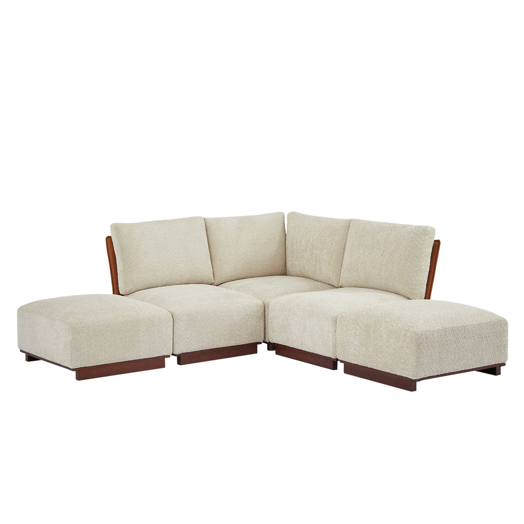 Velora 88.5 in. 5-Piece V Shaped Boucle Modular Sectional Sofa