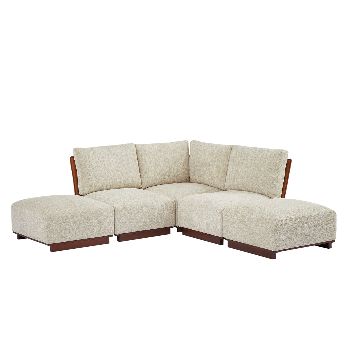 Velora 88.5 in. 5-Piece V Shaped Boucle Modular Sectional Sofa