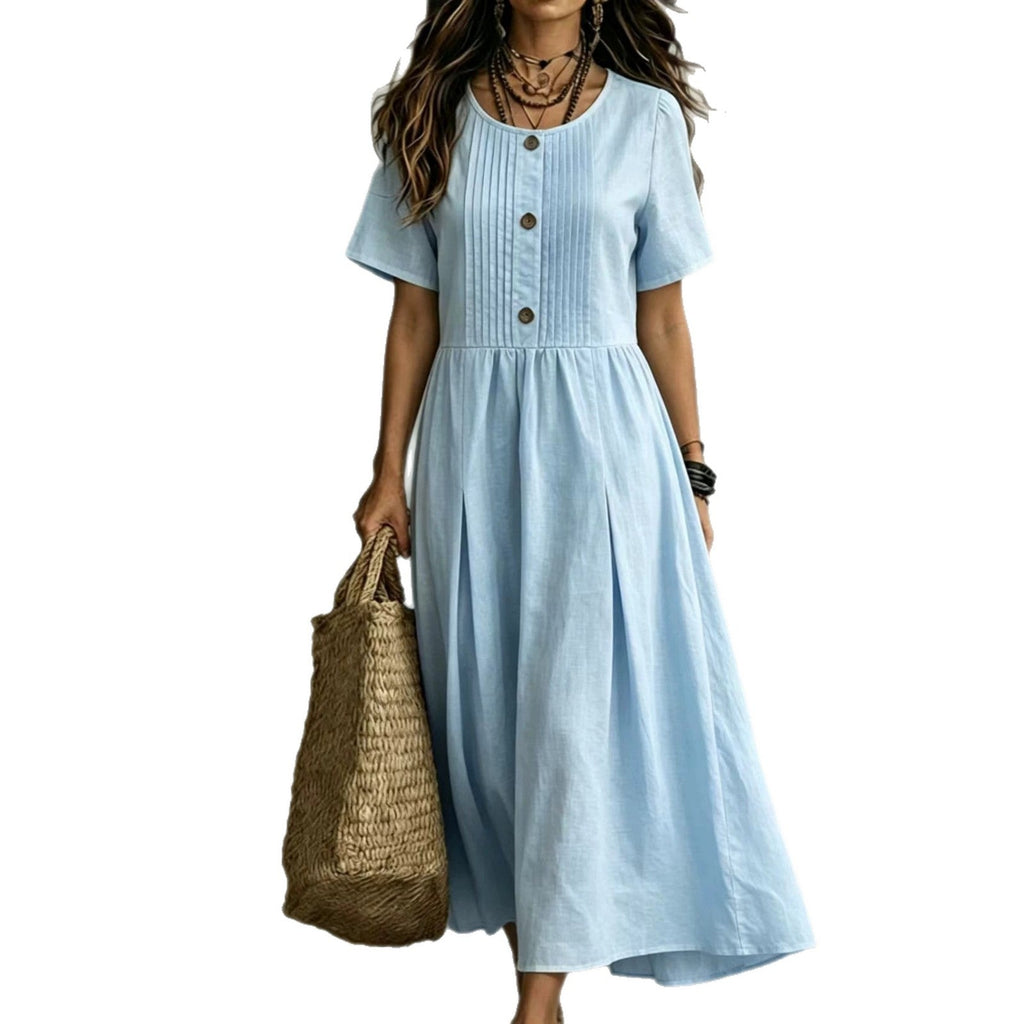 Women's Casual Loose-fitting Short-sleeve Round-neck Dress