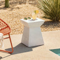 Antique-Textured Magnesium Oxide Outdoor Side Table