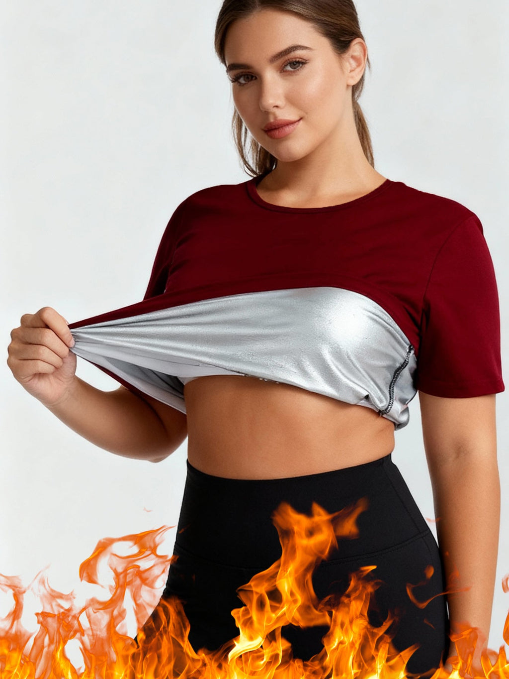 Sauna Shirt For Women Sweat Suit Short Sleeve Sauna Shirt Women  Sauna Sweat Shirt Athletic Tee Sauna Top Compression Waist Trainer Compression T-Shirt Sauna Vest For Women