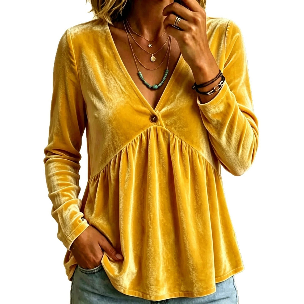 2026 New Arrival Women Solid Color V Neck Long Sleeve Knit Top Casual Loose Fashion Blouse For European & American Market