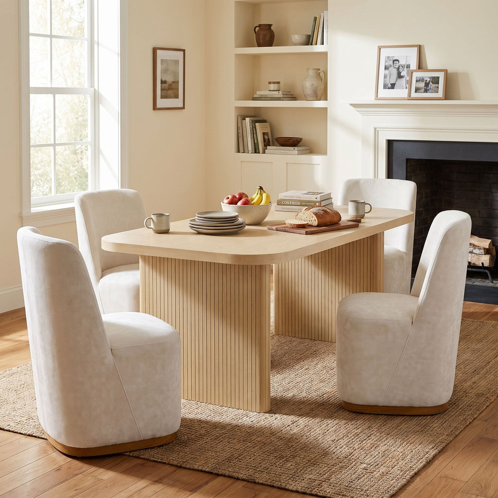 68.75" Wood Dining Table Set with 4