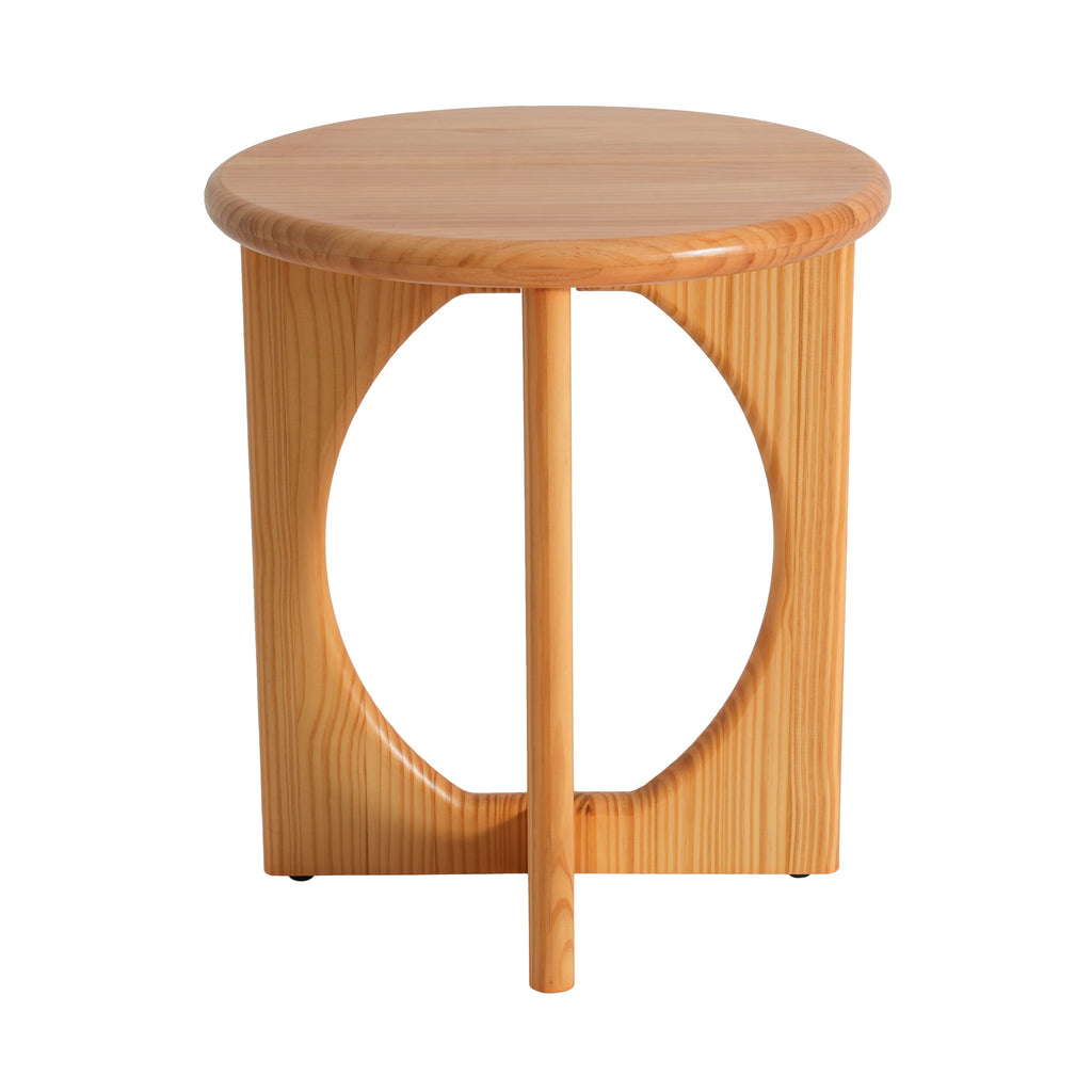 Natural Pine Wood Round End Table