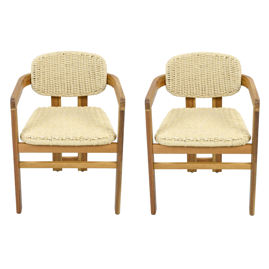 Outdoor Woven Rattan Chair Set - Two Accent Chairs