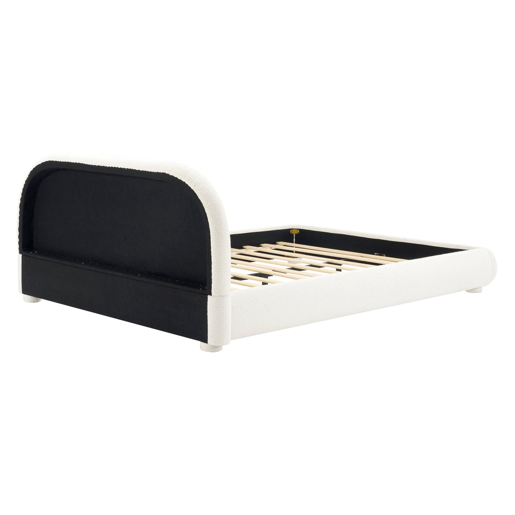 Cream Style Fabric Upholstered King Bed