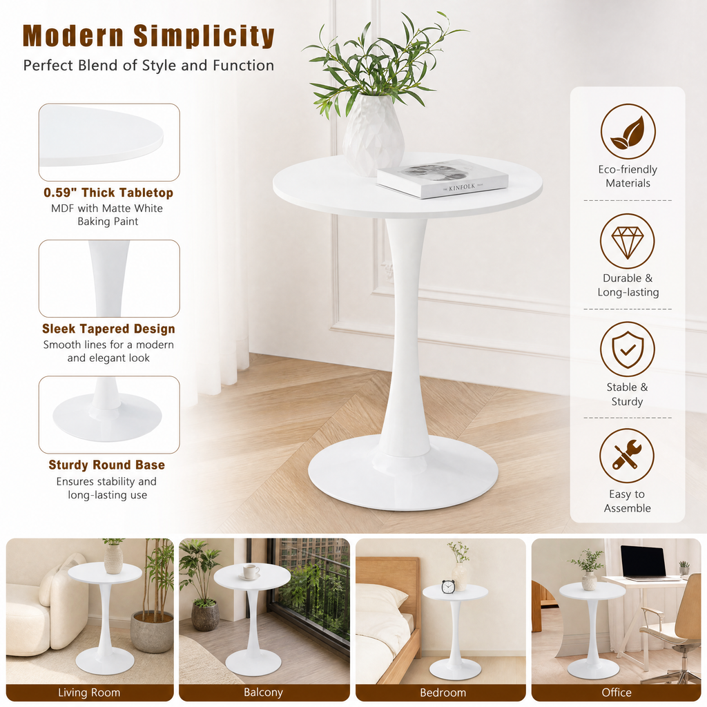 White Round Dining Table