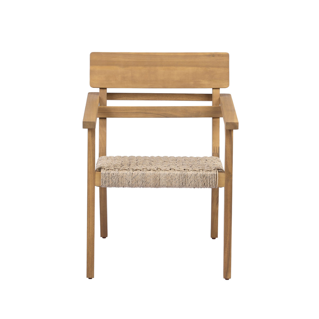 Outdoor Acacia Wood Dining Chairs with Woven Wicker Seats