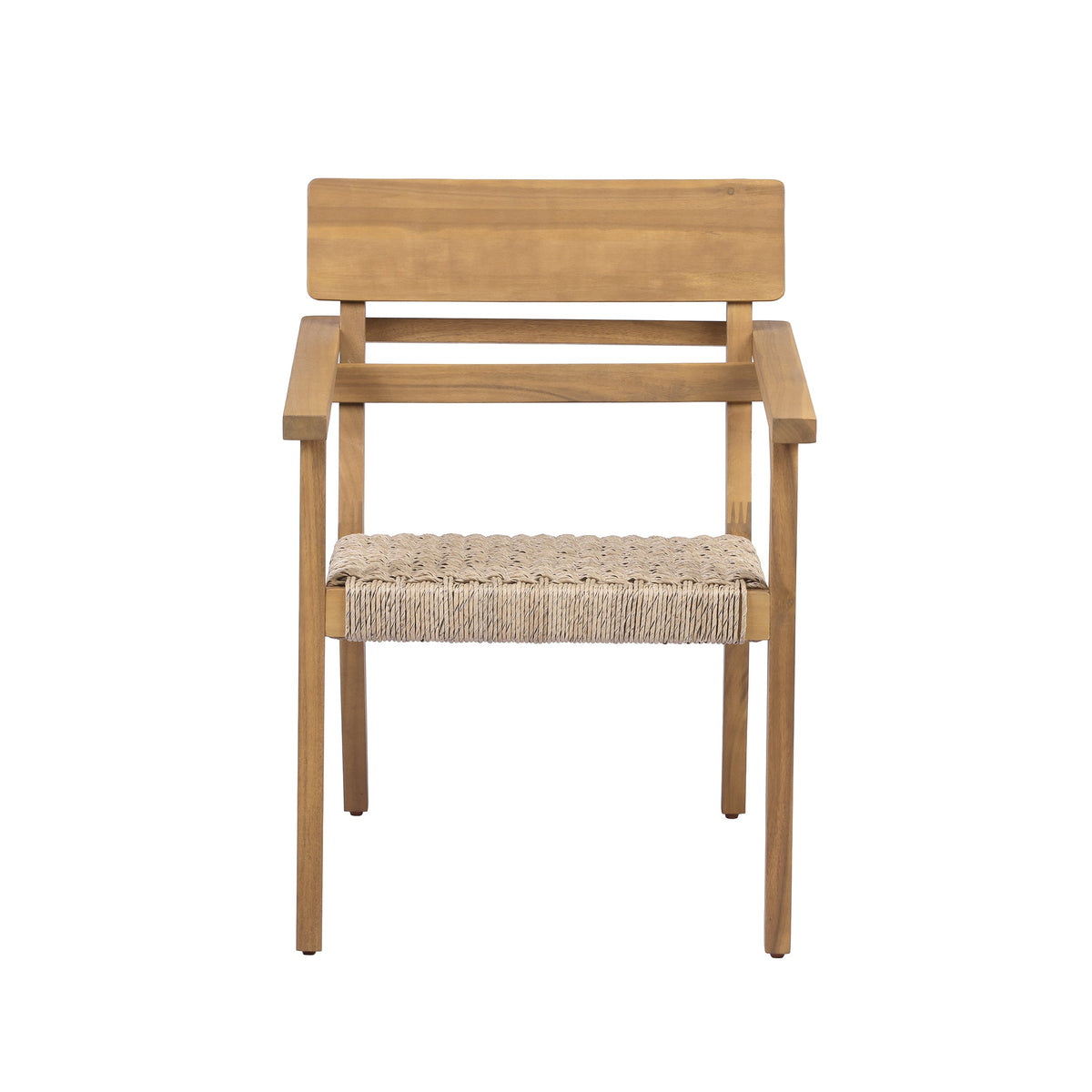 Outdoor Acacia Wood Dining Chairs with Woven Wicker Seats