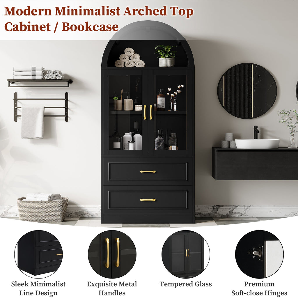 Modern Minimalist Arched Top Storage Cabinet