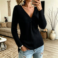Women's V-neck Slim-fit Figure-flattering Versatile Sweater