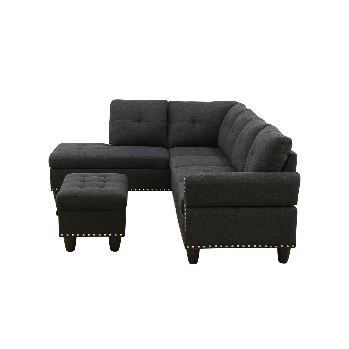 Reversible L-Shaped Sectional Couch with Storage Ottoman