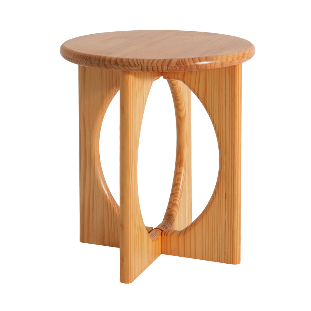 Natural Pine Wood Round End Table