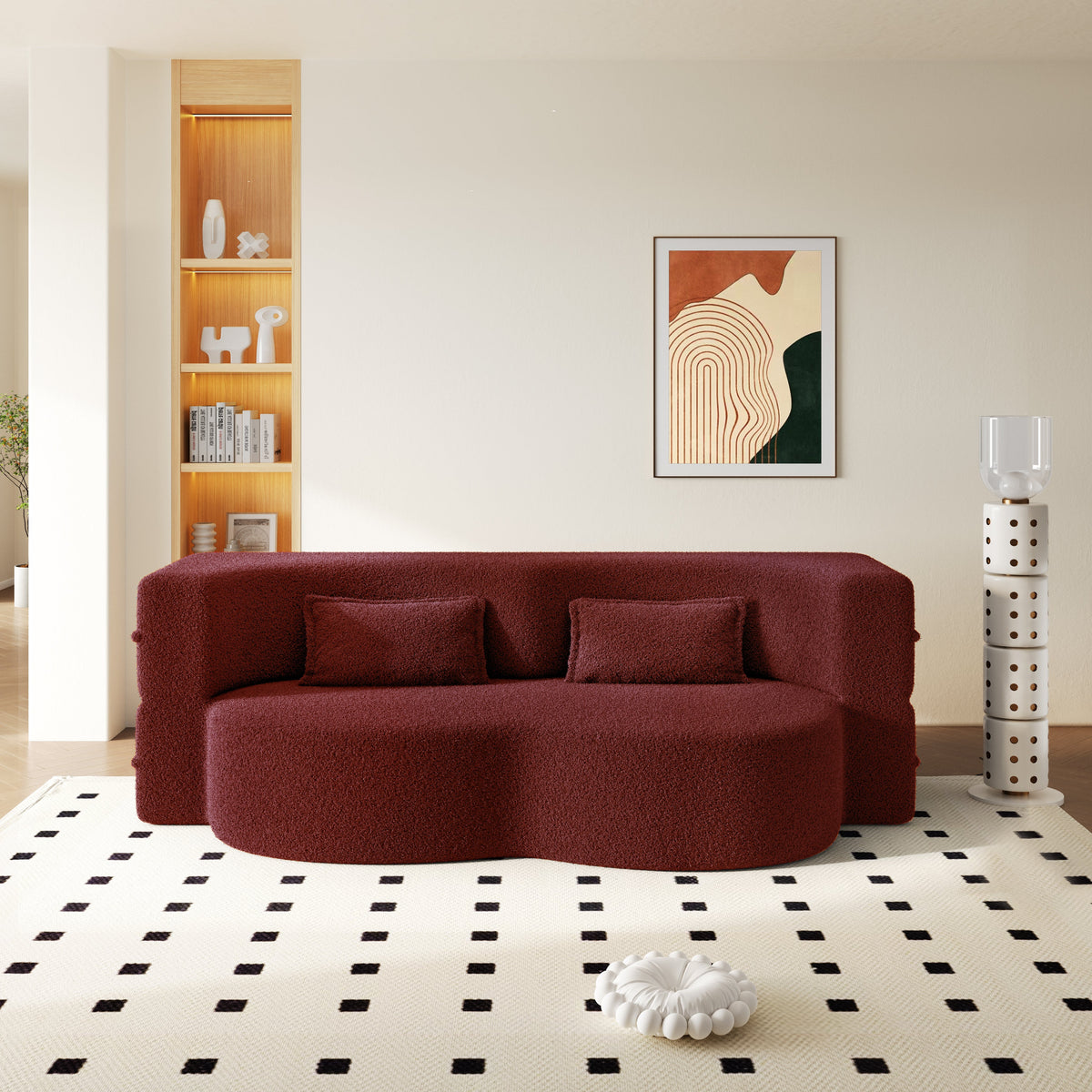 Modern Convertible Floor Sofa with 2 Pillows