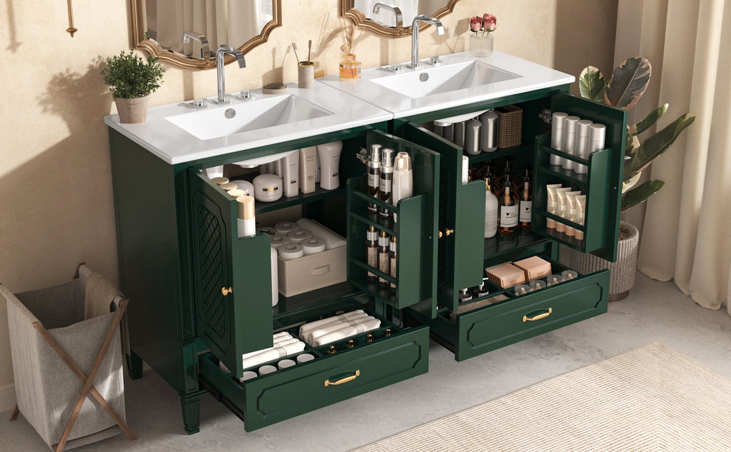 60" Bathroom Vanity with Double Sink Combo Set