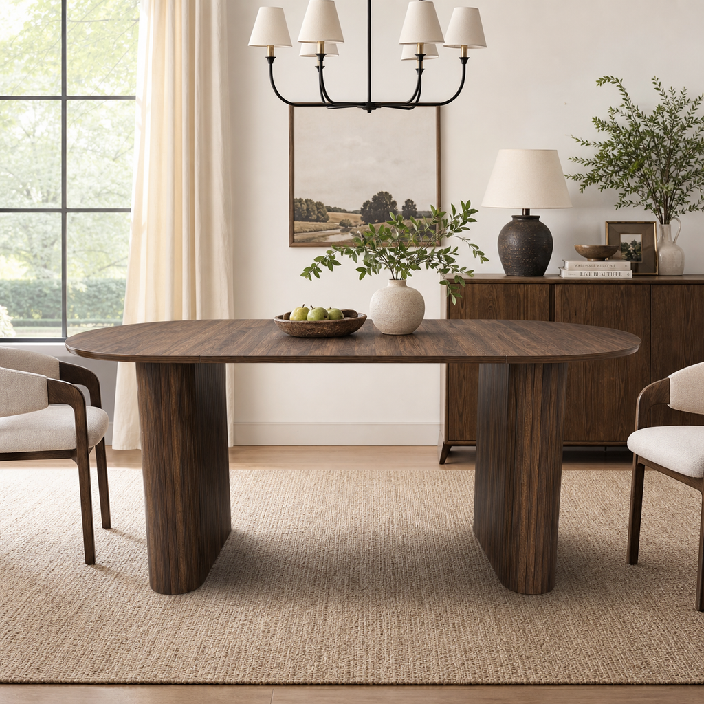 70.8" Oval Kitchen Dining Table in Walnut