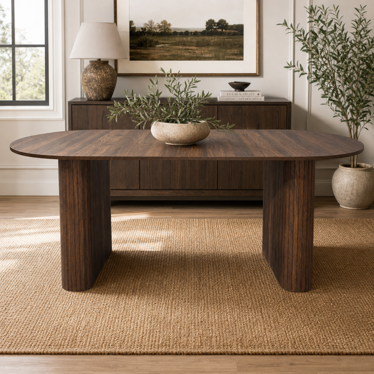 70.8" Oval Kitchen Dining Table in Walnut