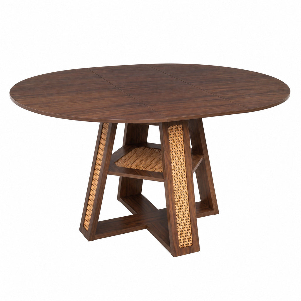 43.3"-59.05" Extendable Round Dining Table for 4-6