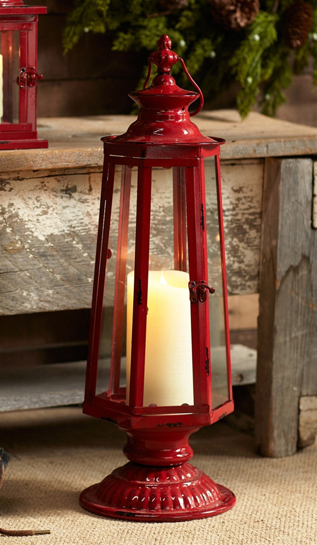 Traditional lantern post tabletop candle holder