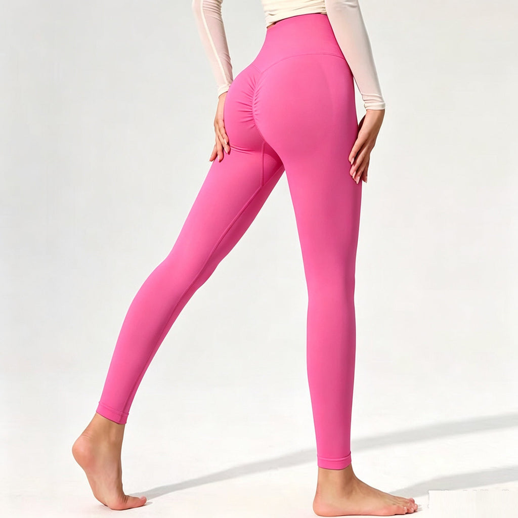 Seamless Womens High-Waisted Tummy-Control And Buttock-Lifting Peach Pants For Fitness