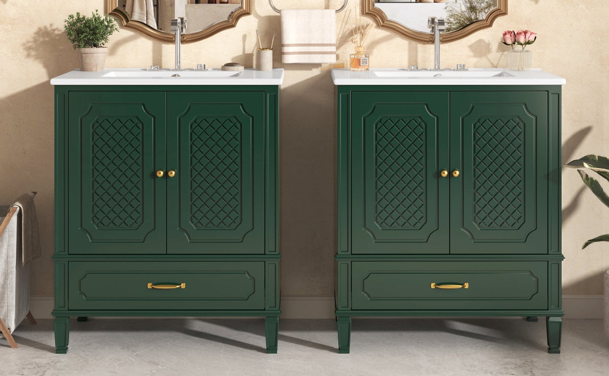 60" Bathroom Vanity with Double Sink Combo Set