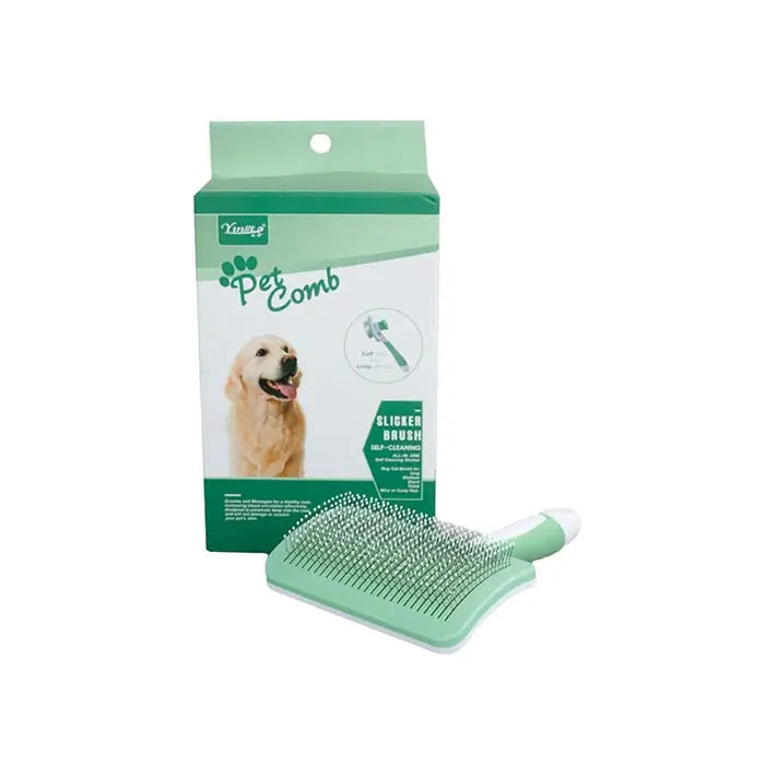 Orijin Retractable Wire Slicker Brush for Grooming Green Small
