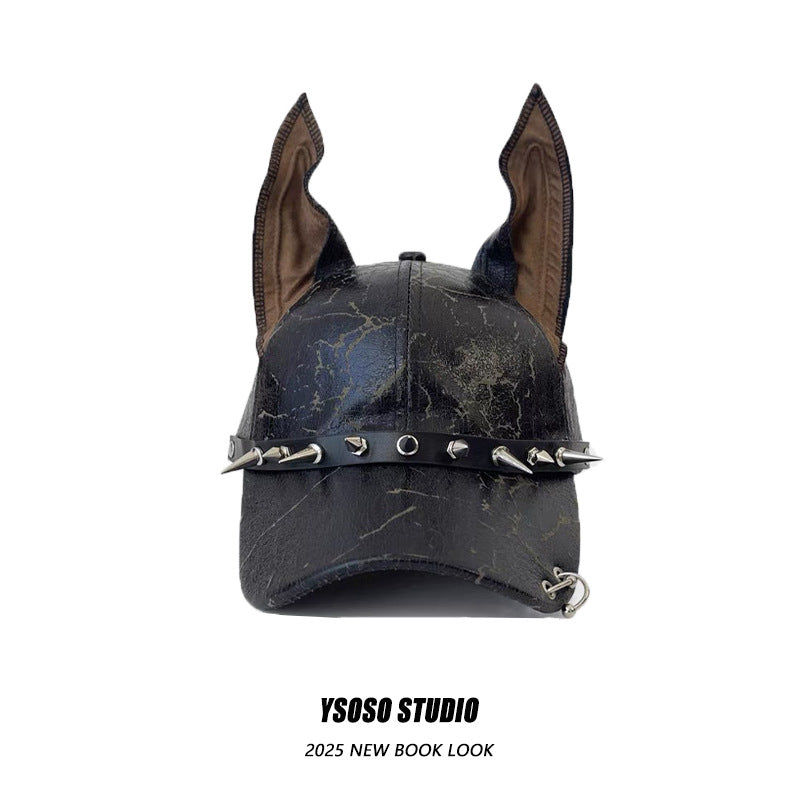 Baseball Cap For Men And Women Leather With Rivets Niche-style Hat