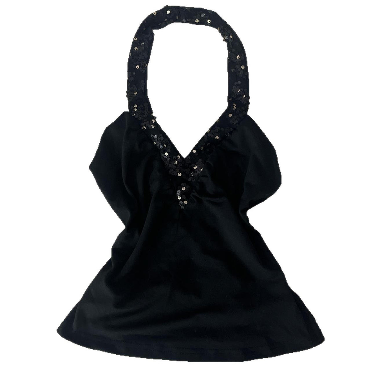 New Sequined Halter-neck V-neck Sleeveless Top For Women