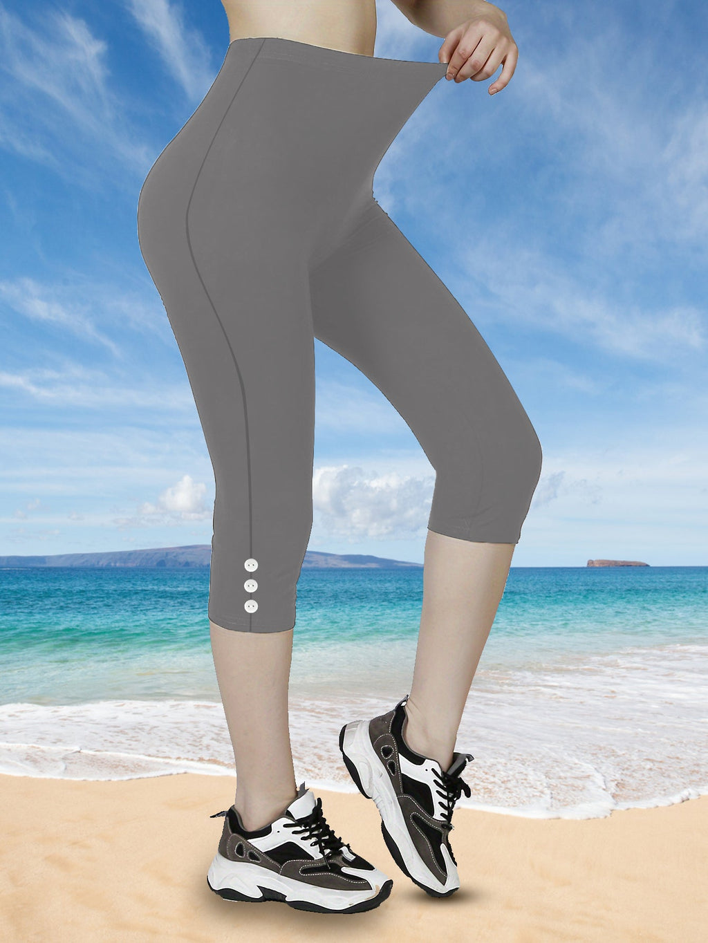 Women High Waisted Capri Leggings, Buttery Soft Yoga Pants, 4-Way Stretch Workout Athletic Cropped Pants For Daily Gym Fitness