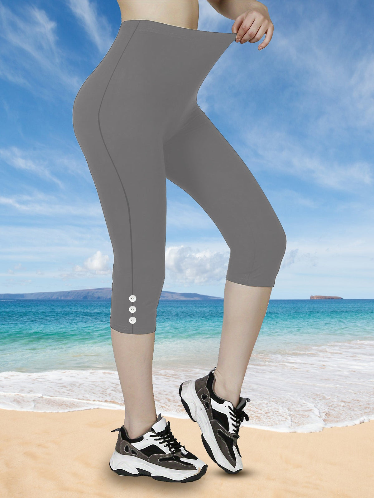 Women High Waisted Capri Leggings, Buttery Soft Yoga Pants, 4-Way Stretch Workout Athletic Cropped Pants For Daily Gym Fitness