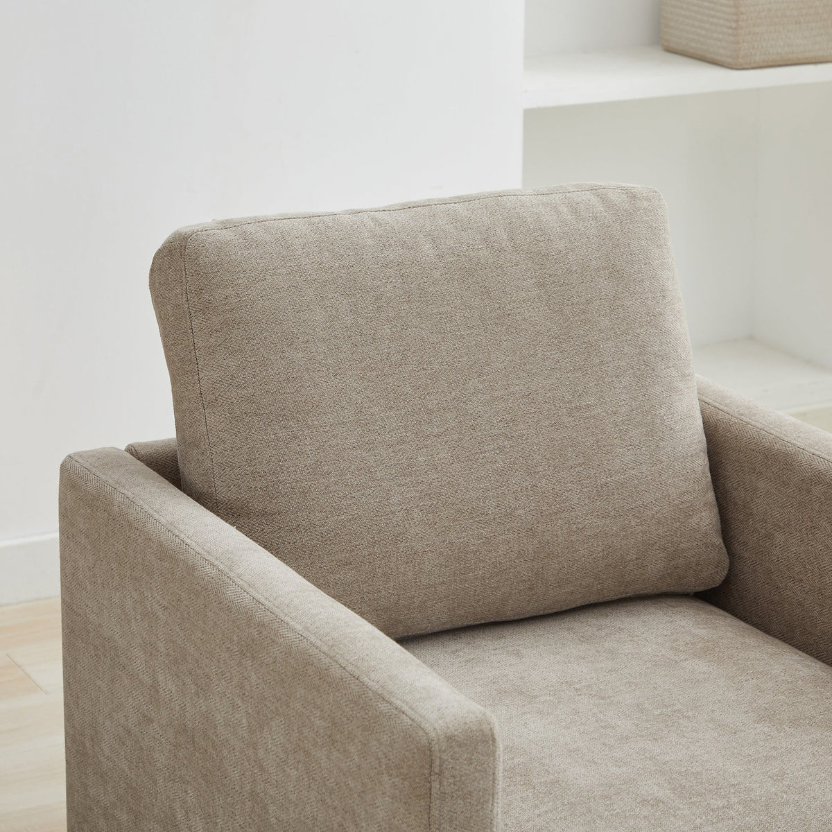 30.5"W Square Upholstered Swivel Accent Chair - Taupe