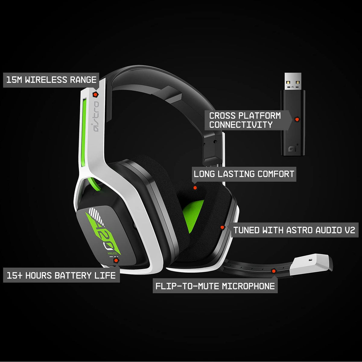 ASTRO Gaming Logitech G A20 Gen 2 Wireless Headset Xbox - White/Green