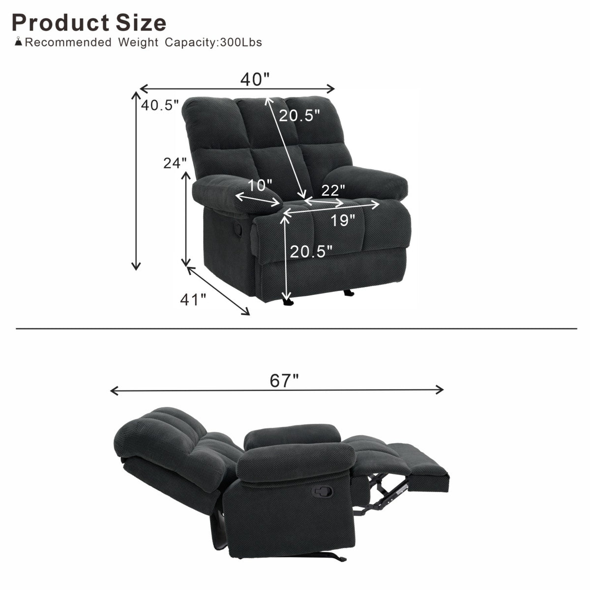 Modern Manual Rocker Recliner Chair