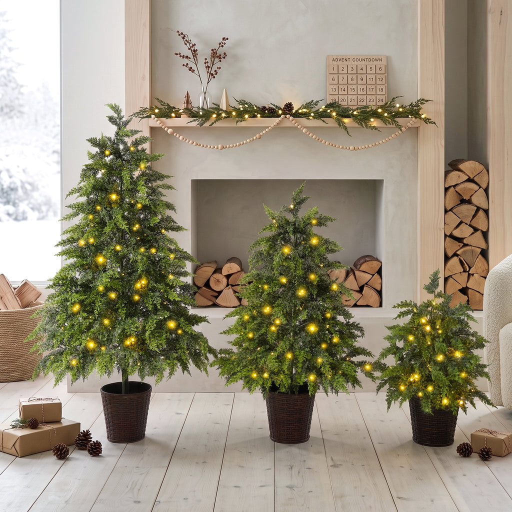 3-Piece Pre-Lit Christmas Tree Set