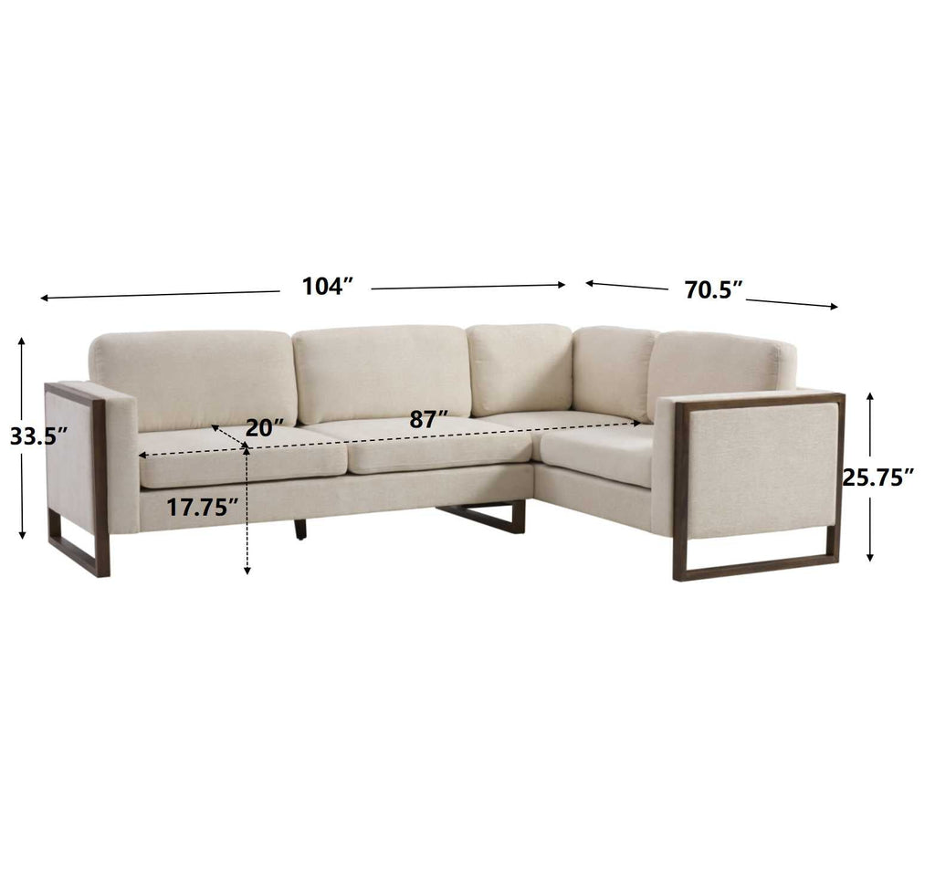 Otis 104-Inch Square Arm 2-Piece L-Shaped Sectional Chenille Sofa