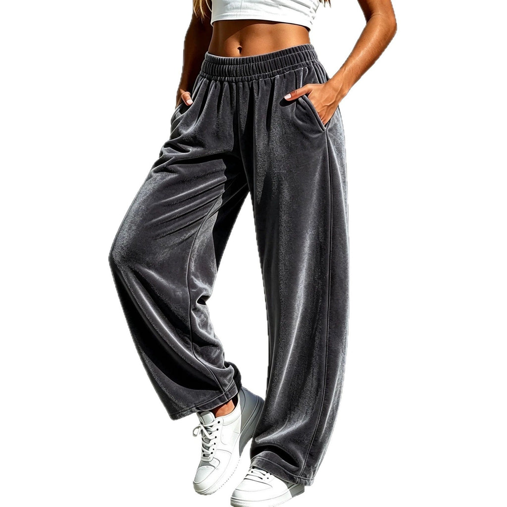 Fashionable Womens Sporty-casual Wide-leg Pants